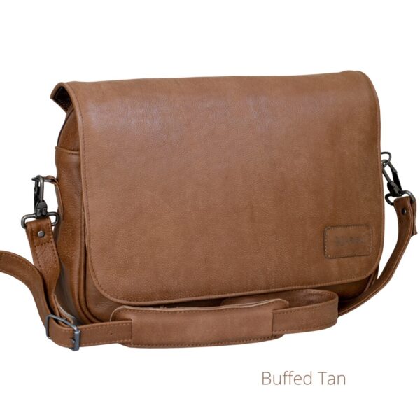 Maribu Leather Laptop Messenger Bag in Buffed Tan