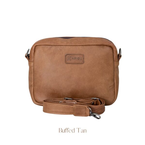 Maribu Leather Jade Bowler Bag in Buffed Tan