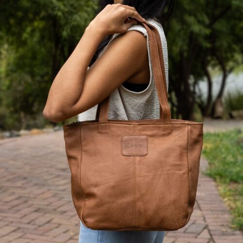 Maribu Leather MJ Handbag in Buffed Tan